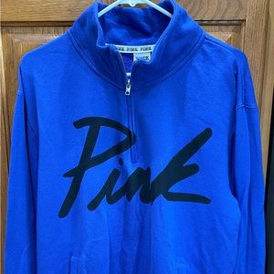 PINK Victoria’s Secret Quarter Zip. Size medium. Blue color.